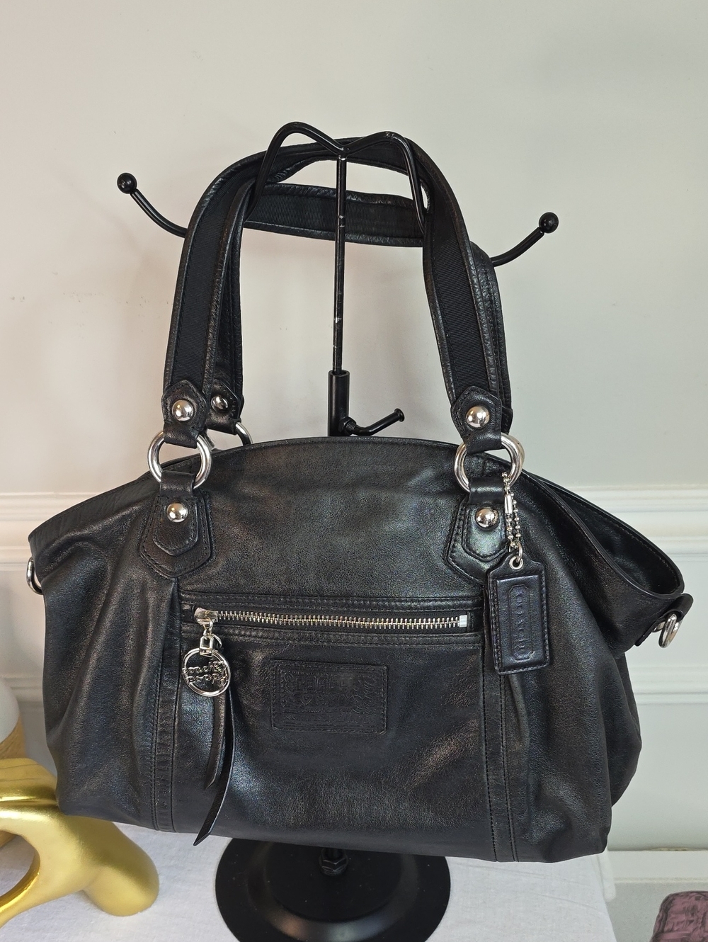 Coach Poppy Leather Satchel With Legacy Lining
